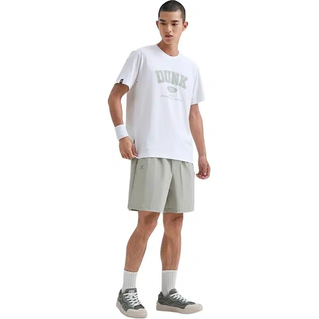 特步 篮球系列 梭织舒适透气五分运动短裤 男款 城隐灰