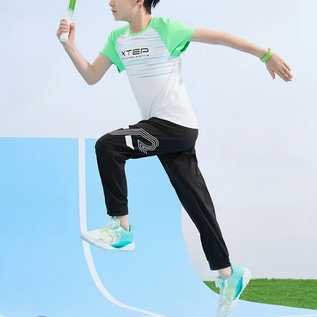 儿童款 特步 中腰吸汗束脚柔软舒适百搭针织运动裤
