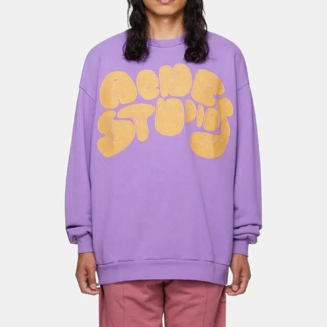 Acne Studios FW22 Logo Embroidered Crewneck Sweatshirt Purple
