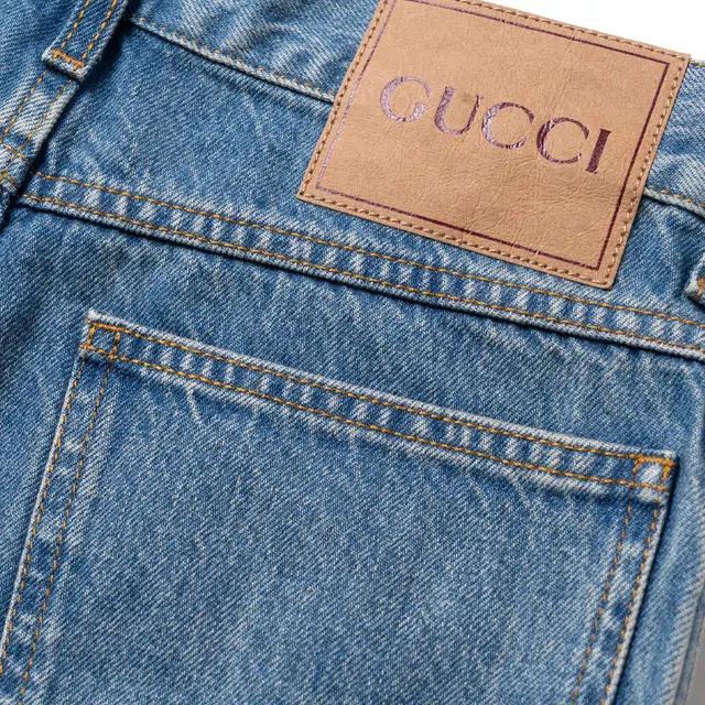 Gucci Logo Mid-Rise Slim Jeans Blue