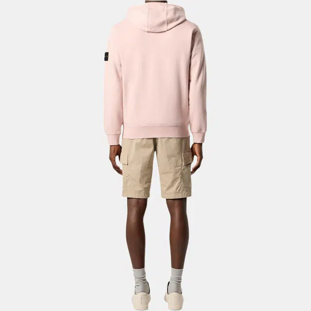 Stone Island Badge Zip Hoodie Pink