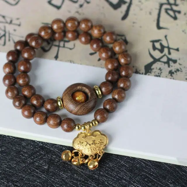 爵倾 时来运转古雅经典宫锁珠链手串 金丝檀木 珠串 男女同款情侣款