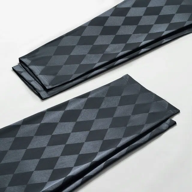 可人儿 冰丝长袖睡衣休闲简约格纹开衫外穿家居套装 春秋季 男款炭黑色