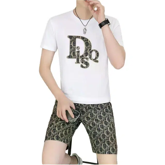 大白鲨 冰丝欧货轻奢短袖五分裤休闲运动套装 男款