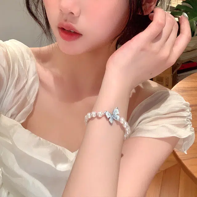 尚先生 冷淡风森系小清新轻奢气质高级感甜美可爱小众设计翩翩起舞锁骨链 超闪绝美渐变星空蓝流苏套装 合金 项链 女款