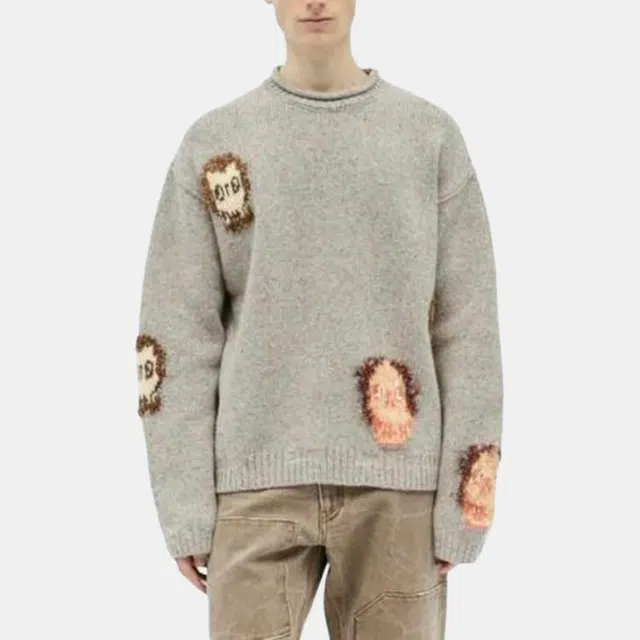 Acne Studios Jacquard Skull Jumper Brown