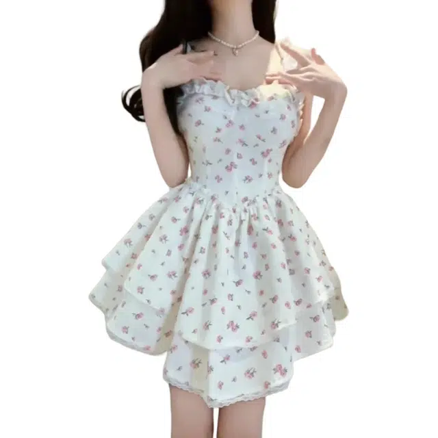 欧阳喜 纯欲风收腰显瘦吊带连衣裙 女款 白色