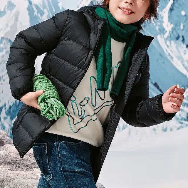 李宁儿童 运动生活系列 连帽舒适亲肤拉链长袖羽绒服 黑色 青少年