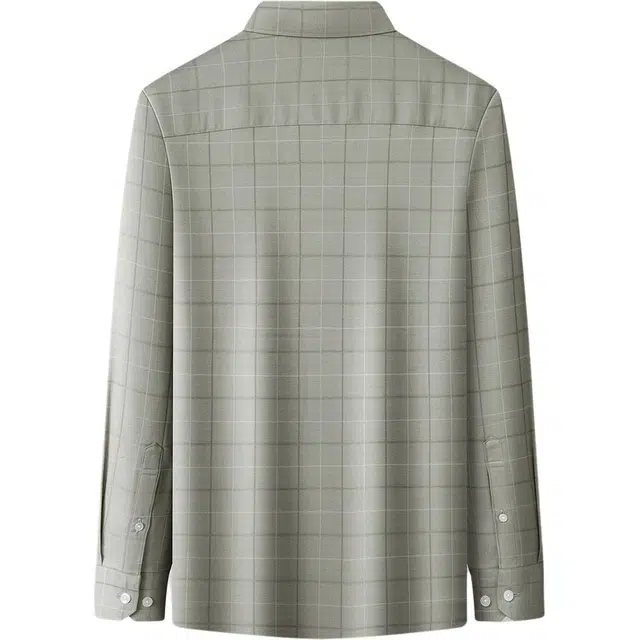 爱登堡 格子尖领纽扣长袖衬衫 男款
