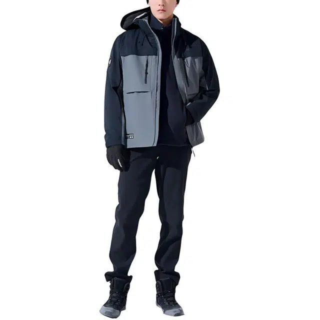 探路者  休闲舒适户外三合一  防水透气保暖防泼水冲锋衣 男款 青灰蓝\蓝色