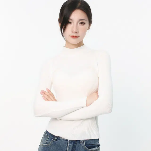 御茶家 纯色基础款半高领长袖修身显瘦内搭打底衫套头针织衫 女款