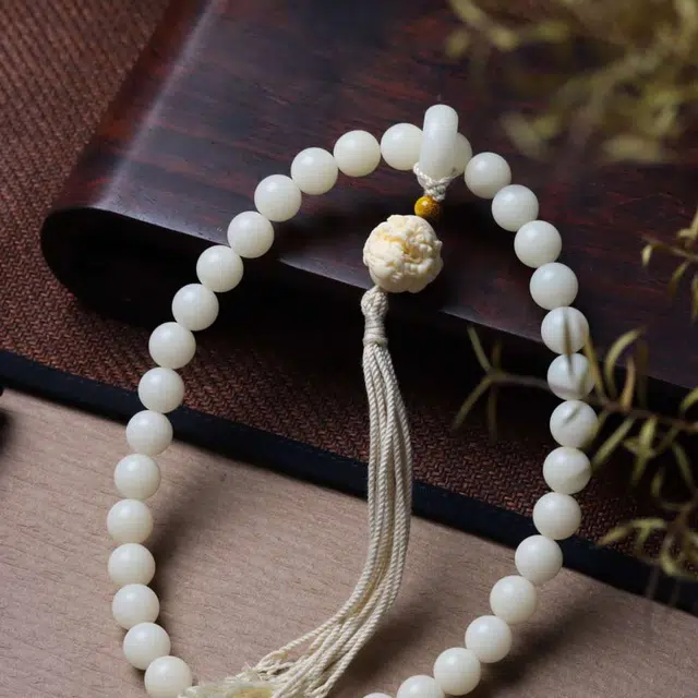 爵倾 圆珠搭配跑环、象牙果抱球貔貅#好运 白玉菩提 珠串 男女同款情侣款