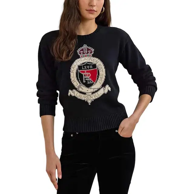 Ralph Lauren Letter Logo Knit Sweater Black