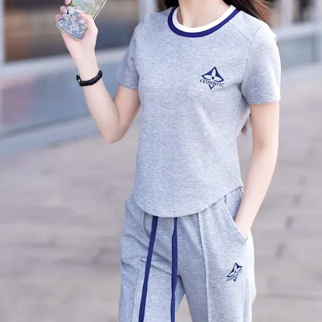 沐晓欣 冰感短袖大码时尚夏季减龄韩版女士薄休闲套装 女款