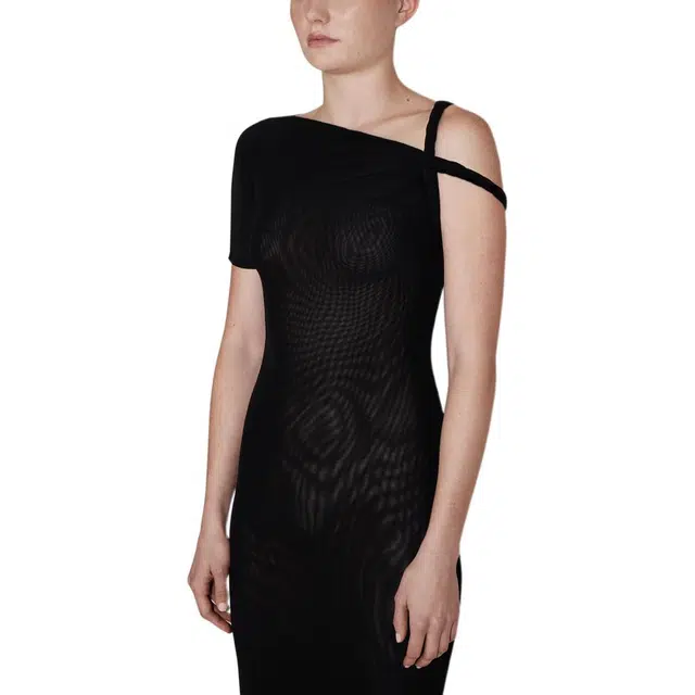 Khy DROP 004 Mesh Stretch Twist Maxi Dress Black