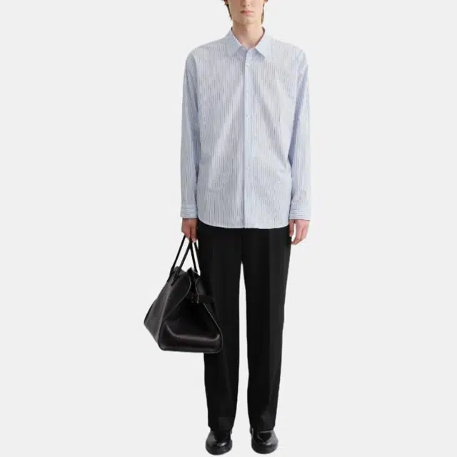 Dunst UNISEX INFORMAL SHIRT BLUE BROWN STRIPE