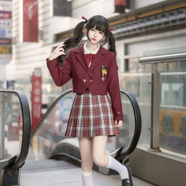 高桥十一 纯色徽章短款西服 女款 红色