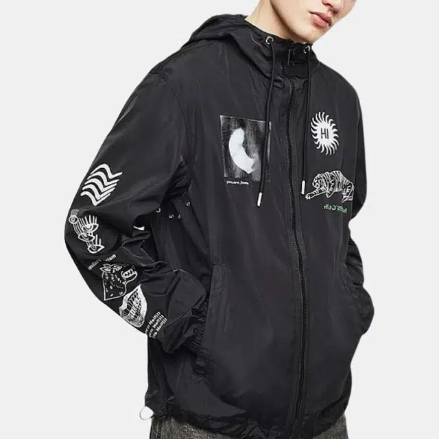 DIESEL Logo Hoodie Jacket Black