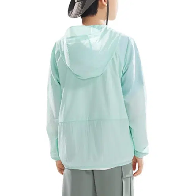 儿童款 安踏儿童 字母拉链连帽透气长袖防晒服 巡游绿