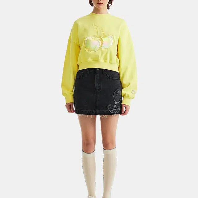 Kirsh Cropped Crewneck Sweatshirt Yellow