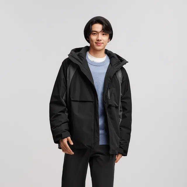 森马 中国国家地理系列轻薄款防护外套防水连帽羽绒服 男款
