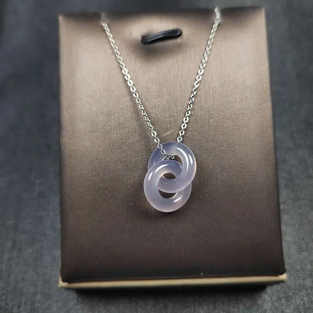 识恩 白月光环环相扣薰衣草之恋帝王紫 玉坠古风双玉环吊坠小众设计文艺范轻奢 玉髓 玉石项链 男女同款情侣款