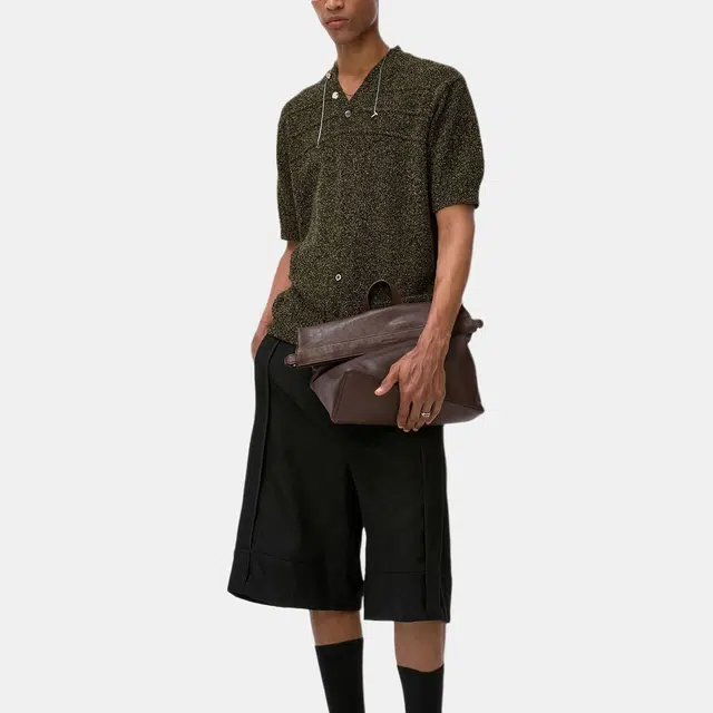 ADER ERROR SS25 V-Neck Tassel Embroidered Knit Tee Black