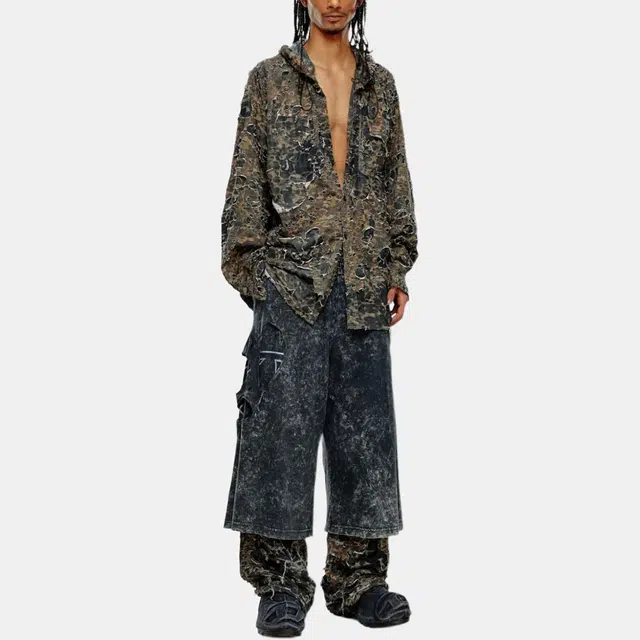 DIESEL SS24 Printed Elastic Waist Pants Black