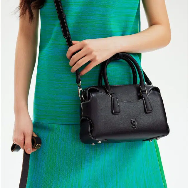 古良吉吉 棒球经典 牛皮拼合成革 波士顿包单肩斜挎手提包 男女同款情侣款 多色