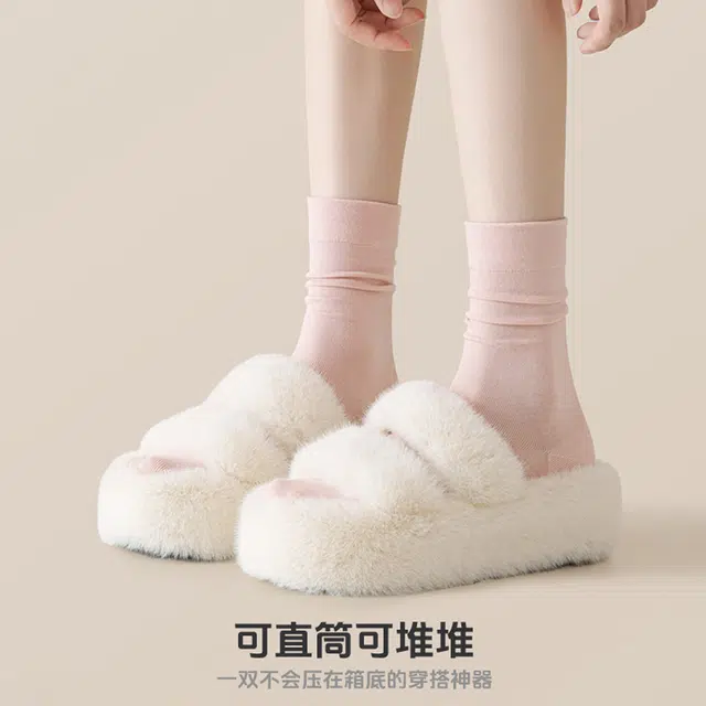 十三日季 纯棉吸汗透气纯色简约中筒袜 女款