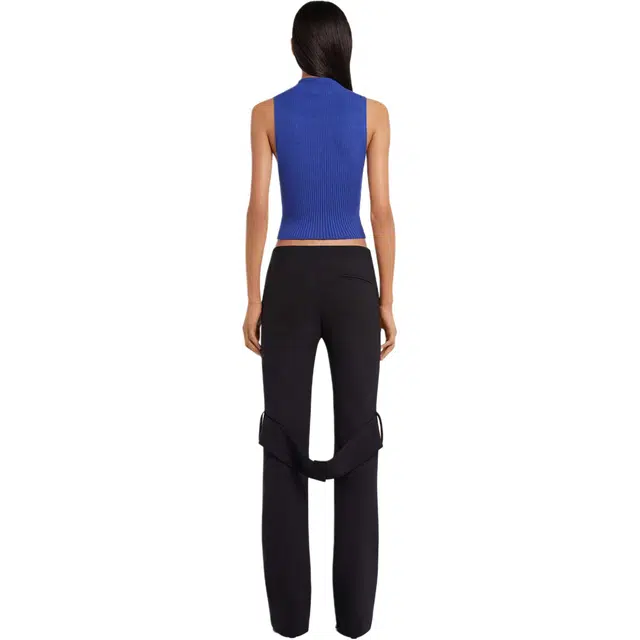 COURREGES SS25 MOCKNECK LIGHT RIB CROPPED TOP Saphir
