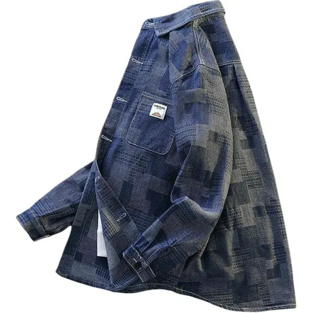 寻星记 美式港风复古工装春秋季宽松百搭长袖衬衫夹克牛仔外套 男女同款