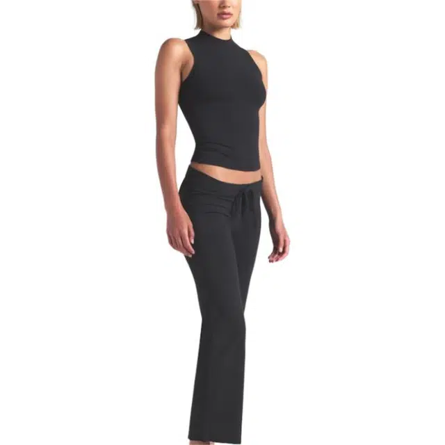 SKIMS COTTON JERSEY MOCK NECK TANK soot