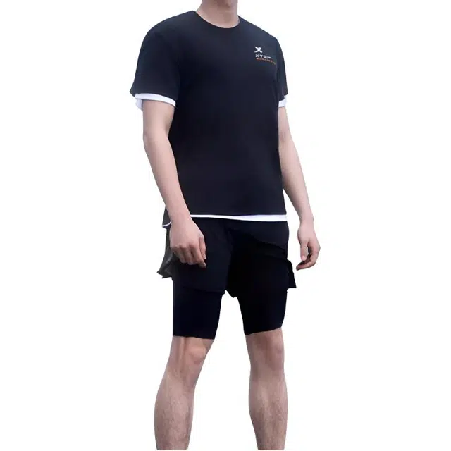 特步 纯色中腰舒适透气百搭直筒运动短裤 男款 正黑色