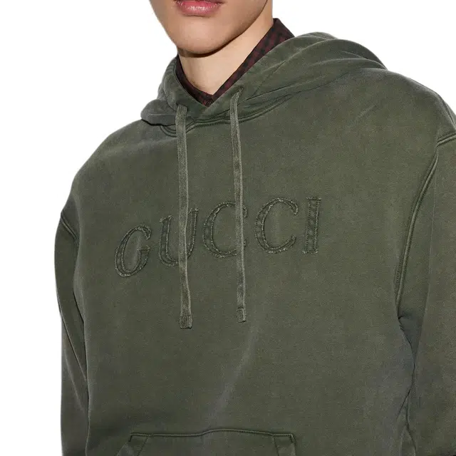 GUCCI FW24 Embroidered Cotton Sweatshirt Forest Green