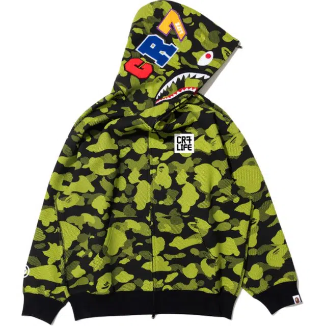 A BATHING APE x CR7 LIFE FW25 Camo Shark Hoodie
