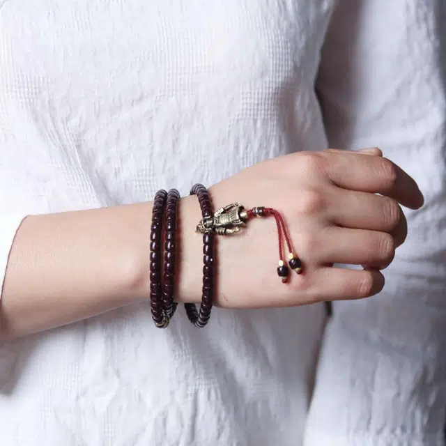 爵倾 直切朱砂供大黑合金黑武士黑金无相隔片椰壳隔片 星月菩提 珠串 男女同款情侣款