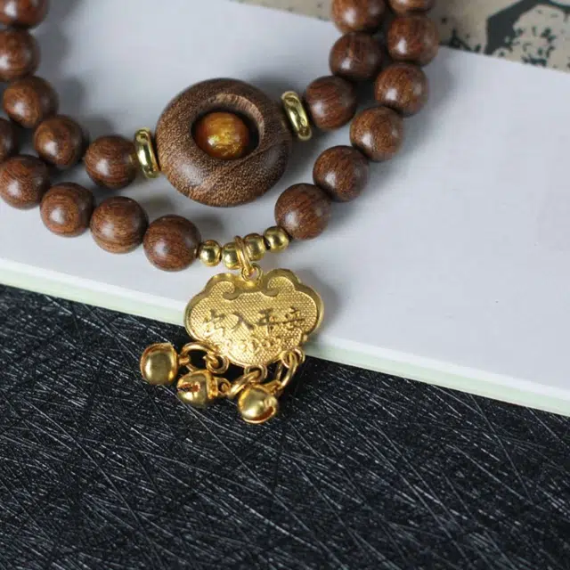 爵倾 时来运转古雅经典宫锁珠链手串 金丝檀木 珠串 男女同款情侣款