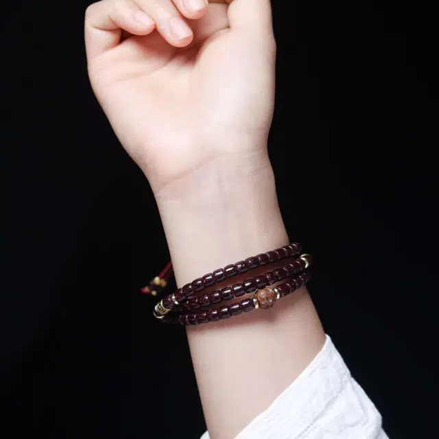 爵倾 直切朱砂供大黑合金黑武士黑金无相隔片椰壳隔片 星月菩提 珠串 男女同款情侣款