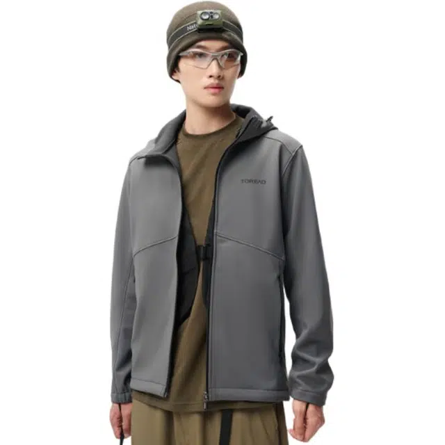 探路者 连帽纯色舒适简约夹克外套 男款 铅灰