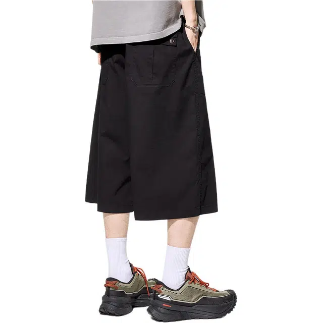 独驰 工装凉感美式复古运动七分裤直筒宽松裤子休闲短裤 男女同款