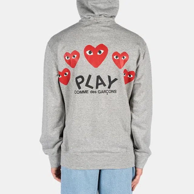 CDG Play Hoodie Grey