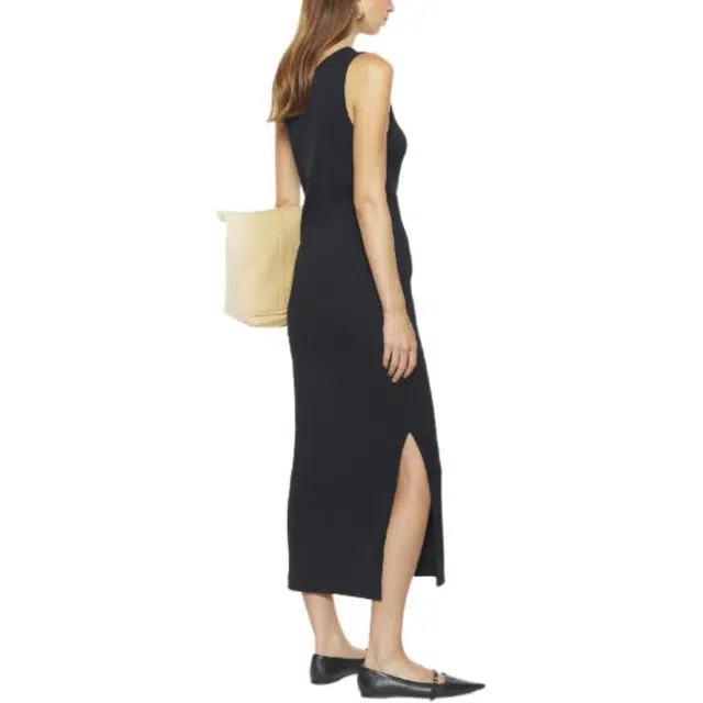 Maison Kitsune Ribbed Long Slip Dress Black