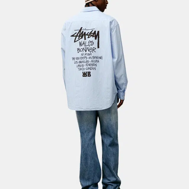 Stussy Wales Bonner FW25 POPLIN SHIRT logo