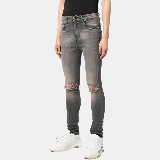 REPRESENT FW22 Grey Distressed Skinny Jeans