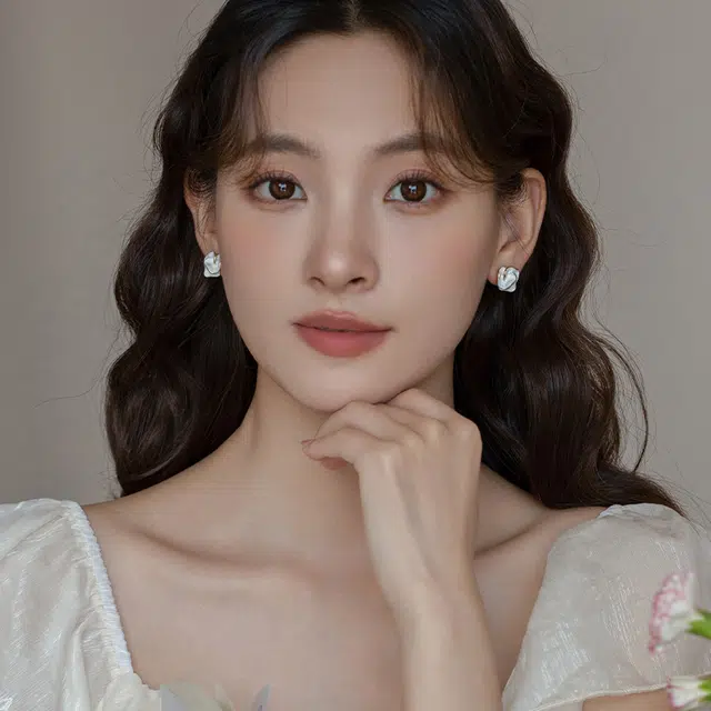 韵系 甜美山茶花 铜镀金 耳环 女款