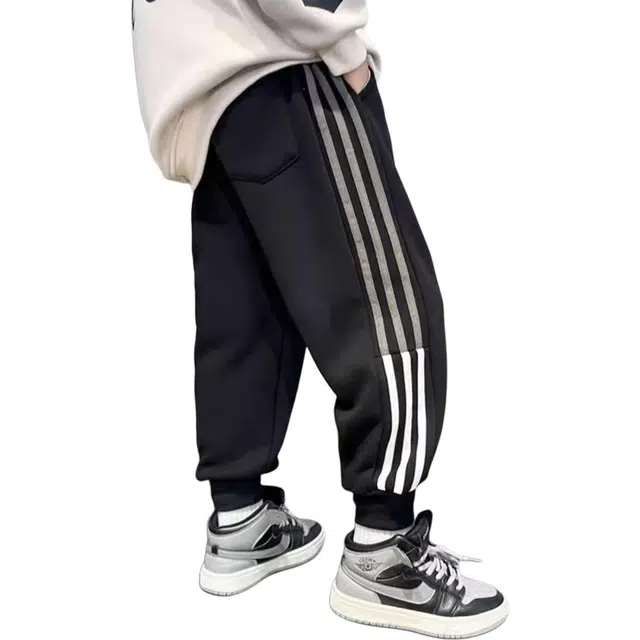 憨憨象 简约字母松紧腰舒适百搭束脚长裤 黑色 青少年