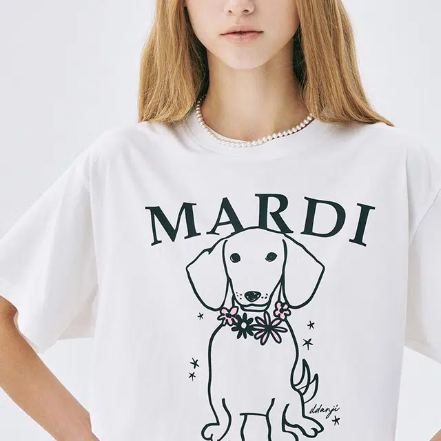 MARDI MERCREDI TSHIRT SWING THE TAIL DDANJI FLOWER NECKLACE_IVORY PINK SS25 T