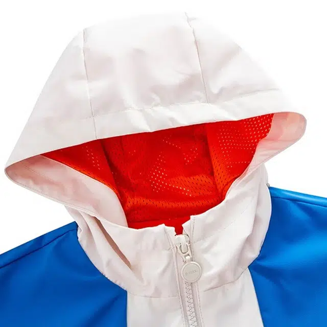 鸿星尔克 卡通动漫字母拼色拉链连帽运动夹克外套 亮橘红中小童