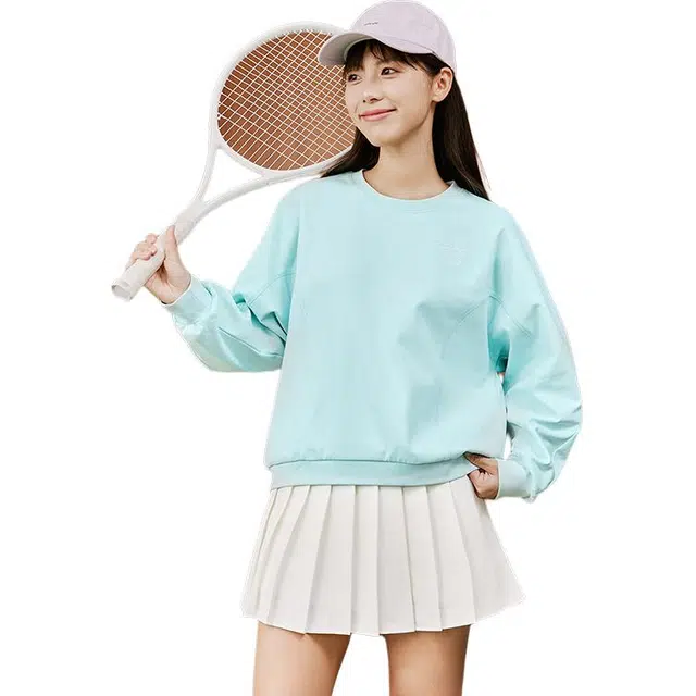 匹克 时尚系列 针织圆领纯色无帽宽松长袖休闲运动卫衣 男款 科技蓝